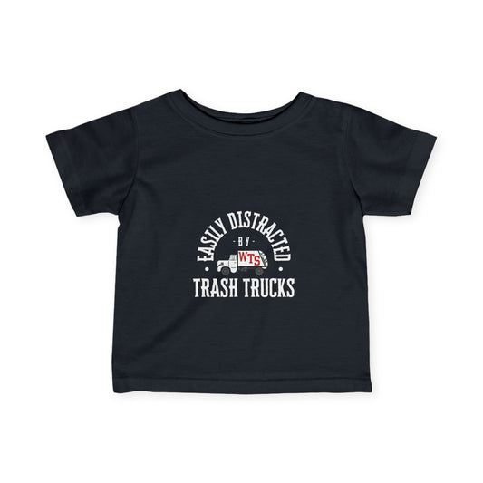 Graphic Baby Toddler Tee: "Easily Distracted by Trash Trucks"