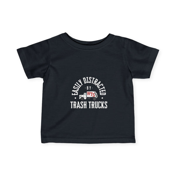 Graphic Baby Toddler Tee: "Easily Distracted by Trash Trucks"