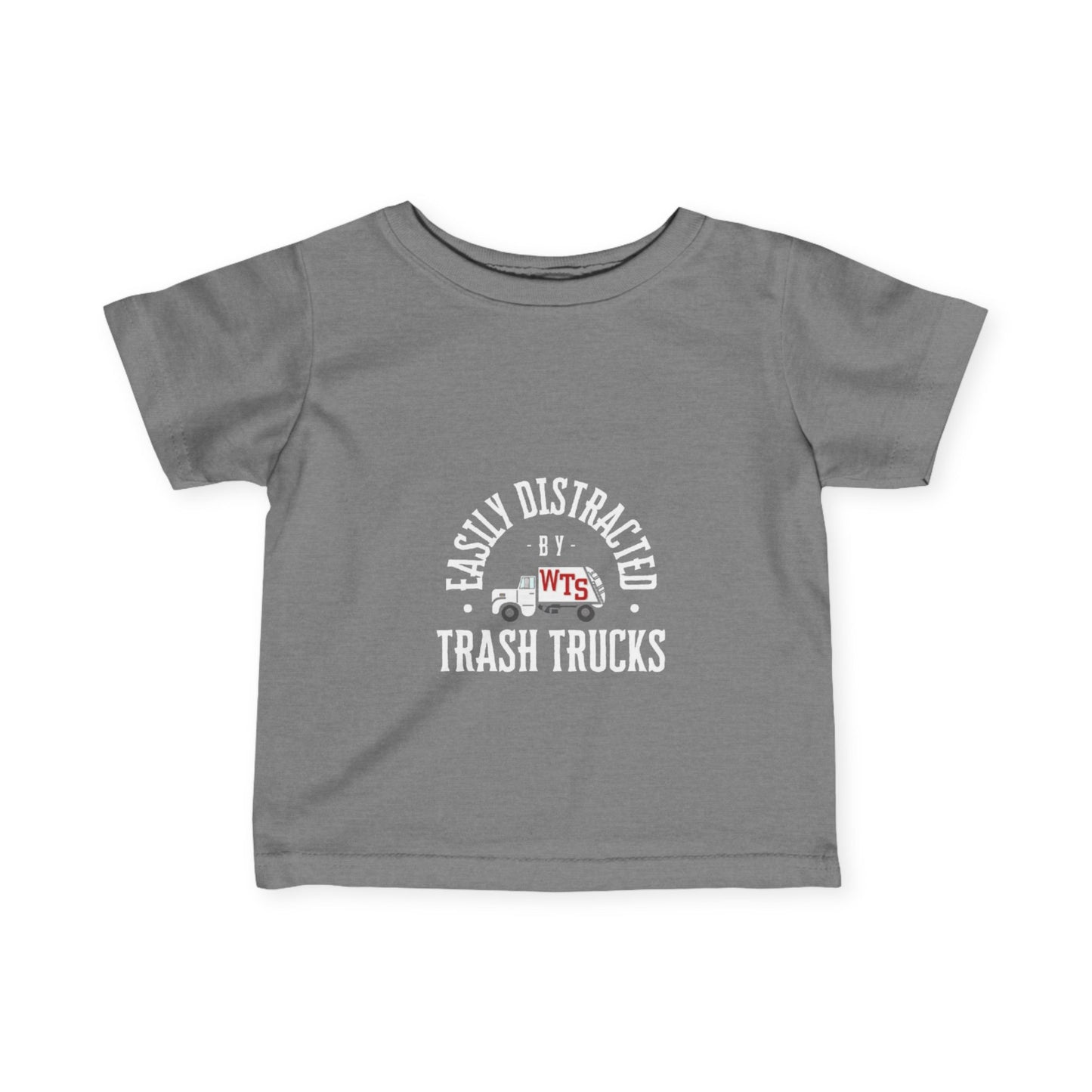 Graphic Baby Toddler Tee: "Easily Distracted by Trash Trucks"
